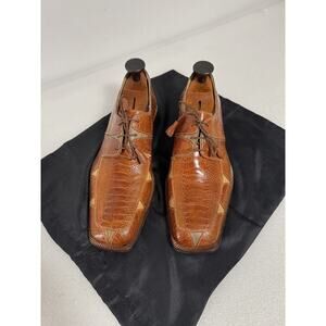 R. Martegani Shoes Mens Size 8.5 Brown Genuine Ostrich Leather Handmade Italy